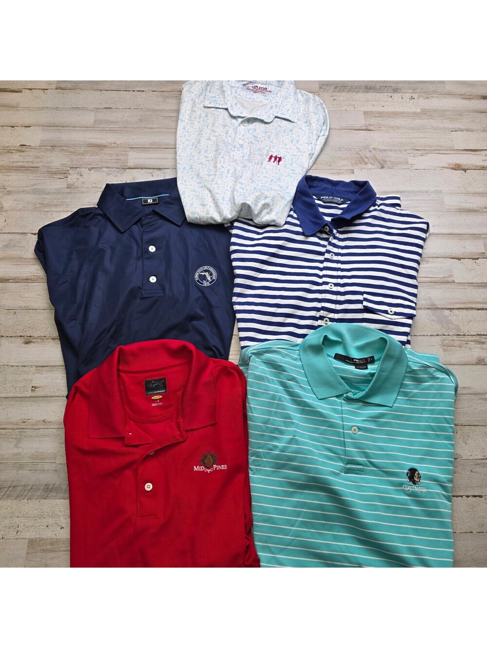 Lot 5 Men's L Golf Polo Shirts Polo RLX FootJoy Course Logos Performance Wicking